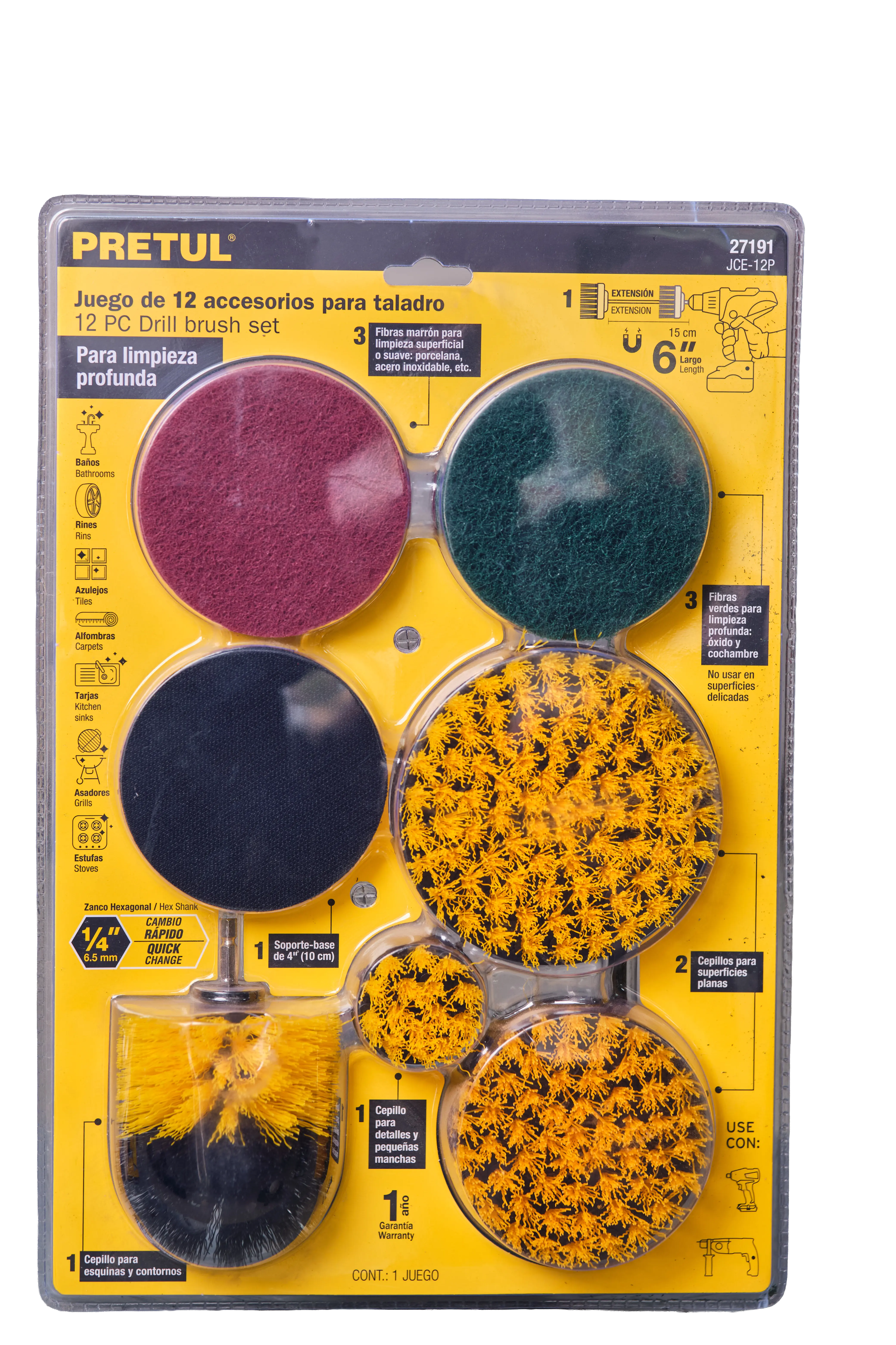 Juego de cepillos y fibras para taladro
